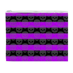 Purple Goth Skulls  Cosmetic Bag (XL) from ArtsNow.com Front