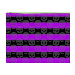 Purple Goth Skulls  Cosmetic Bag (XL) from ArtsNow.com Front