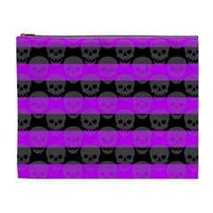 Purple Goth Skulls  Cosmetic Bag (XL) from ArtsNow.com Front