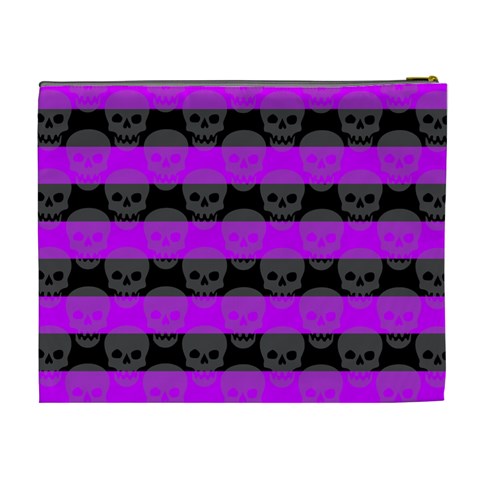 Purple Goth Skulls  Cosmetic Bag (XL) from ArtsNow.com Back