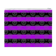 Purple Goth Skulls  Cosmetic Bag (XL) from ArtsNow.com Back