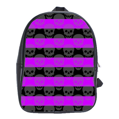 Purple Goth Skulls  School Bag (Large) from ArtsNow.com Front