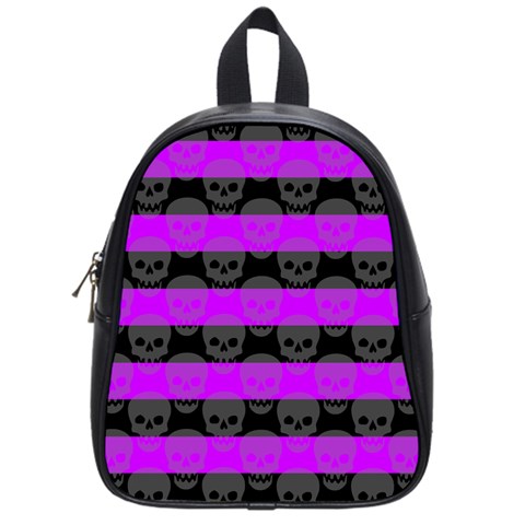 Purple Goth Skulls  School Bag (Small) from ArtsNow.com Front