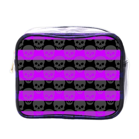 Purple Goth Skulls  Mini Toiletries Bag (One Side) from ArtsNow.com Front