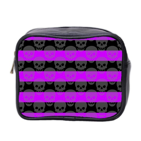 Purple Goth Skulls  Mini Toiletries Bag (Two Sides) from ArtsNow.com Front