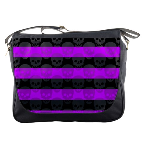 Purple Goth Skulls  Messenger Bag from ArtsNow.com Front