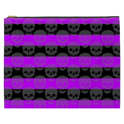 Purple Goth Skulls  Cosmetic Bag (XXXL) from ArtsNow.com Front