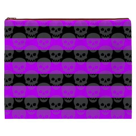 Purple Goth Skulls  Cosmetic Bag (XXXL) from ArtsNow.com Front