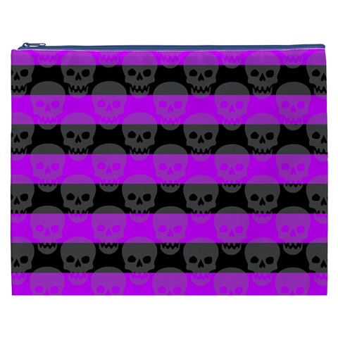 Purple Goth Skulls  Cosmetic Bag (XXXL) from ArtsNow.com Front