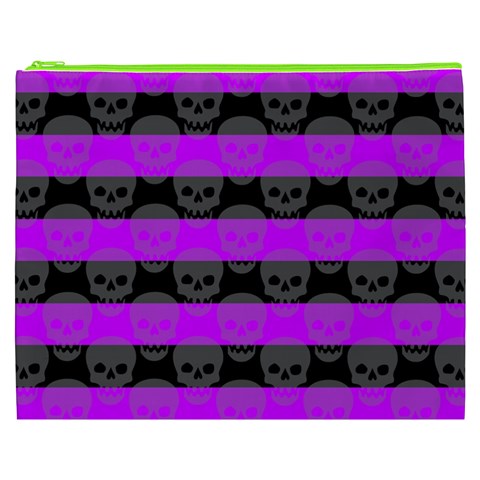 Purple Goth Skulls  Cosmetic Bag (XXXL) from ArtsNow.com Front