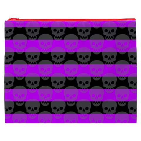 Purple Goth Skulls  Cosmetic Bag (XXXL) from ArtsNow.com Front