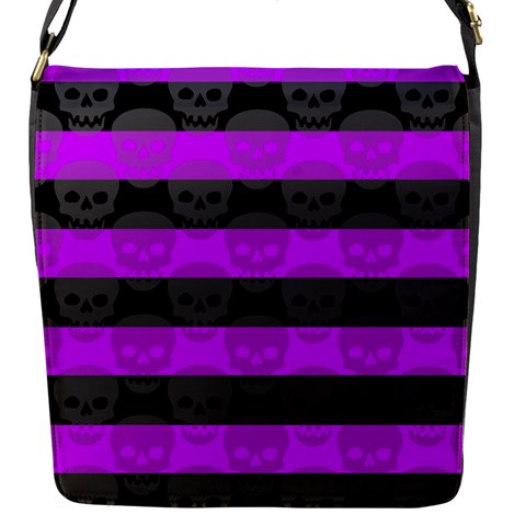 Purple Goth Skulls  Flap closure messenger bag (Small) from ArtsNow.com Front