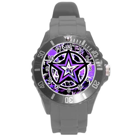 Purple Star Round Plastic Sport Watch Large from ArtsNow.com Front