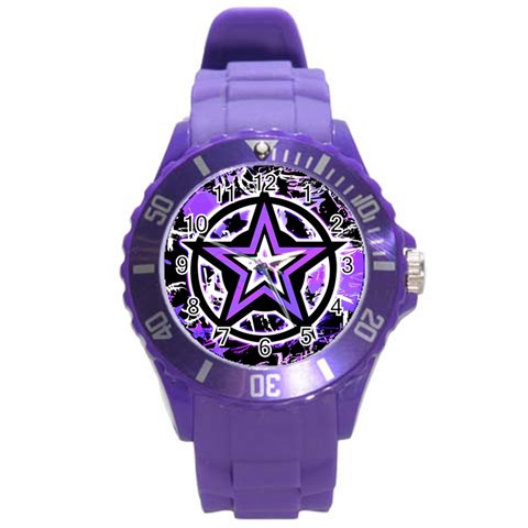 Purple Star Round Plastic Sport Watch Large from ArtsNow.com Front