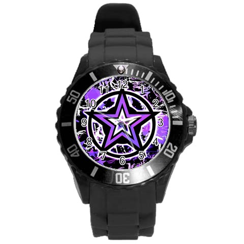 Purple Star Round Plastic Sport Watch Large from ArtsNow.com Front