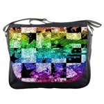 Rainbow Checker Skull Splatter Messenger Bag