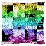 Rainbow Checker Skull Splatter Large Cushion Case (One Side)