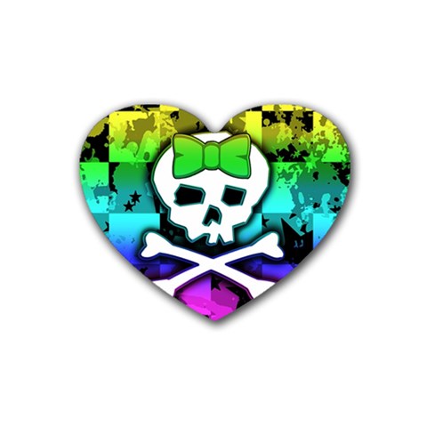 Rainbow Skull Rubber Coaster (Heart) from ArtsNow.com Front