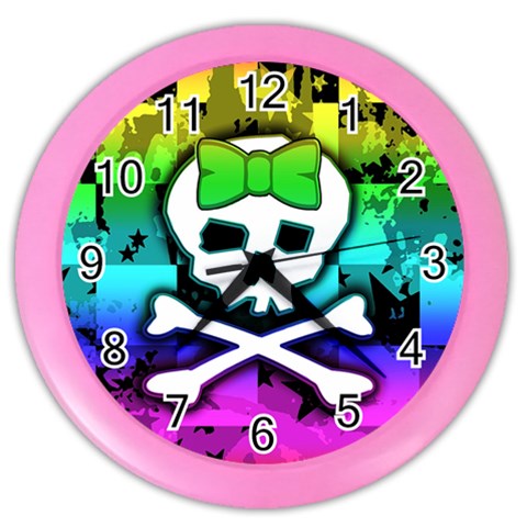 Rainbow Skull Color Wall Clock from ArtsNow.com Front