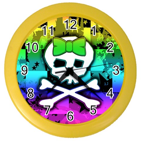 Rainbow Skull Color Wall Clock from ArtsNow.com Front