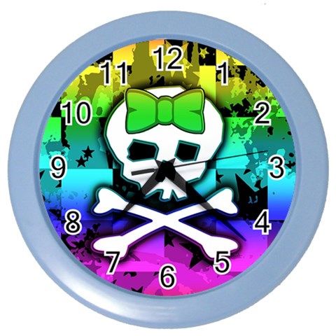 Rainbow Skull Color Wall Clock from ArtsNow.com Front