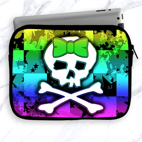 Rainbow Skull Apple iPad 2/3/4 Zipper Case from ArtsNow.com Front