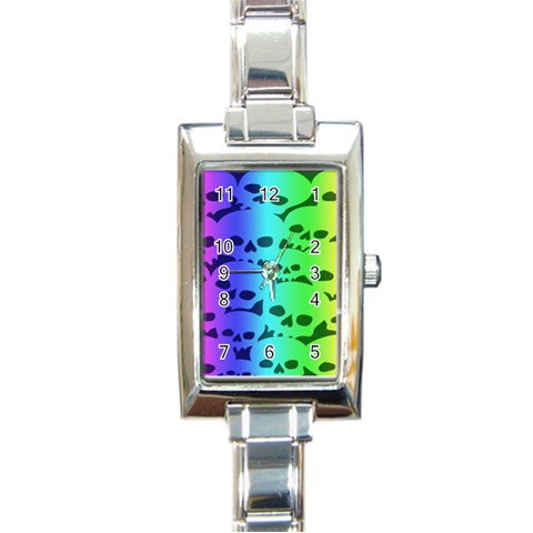 Rainbow Skull Collection Rectangular Italian Charm Watch from ArtsNow.com Front