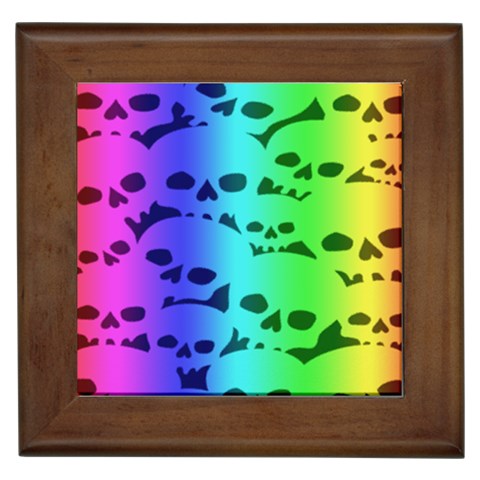 Rainbow Skull Collection Framed Tile from ArtsNow.com Front