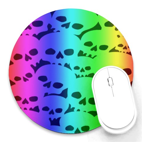 Rainbow Skull Collection Round Mousepad from ArtsNow.com Front