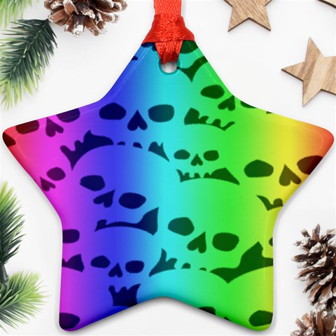 Rainbow Skull Collection Ornament (Star) from ArtsNow.com Front