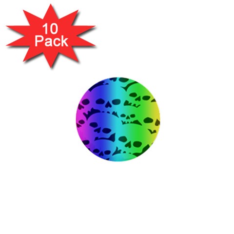 Rainbow Skull Collection 1  Mini Button (10 pack)  from ArtsNow.com Front