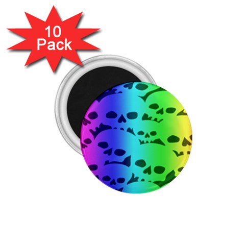 Rainbow Skull Collection 1.75  Magnet (10 pack)  from ArtsNow.com Front