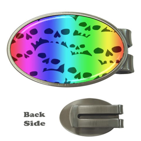 Rainbow Skull Collection Money Clip (Oval) from ArtsNow.com Front