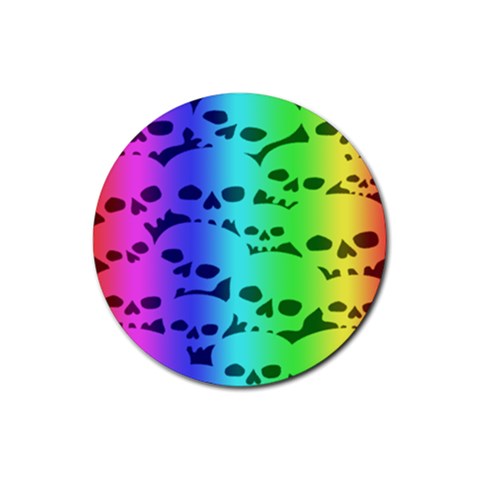 Rainbow Skull Collection Rubber Round Coaster (4 pack) from ArtsNow.com Front