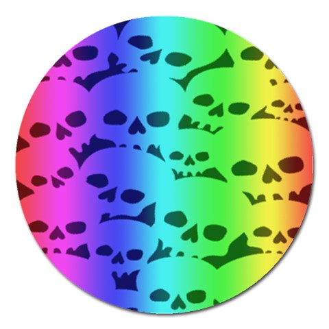 Rainbow Skull Collection Magnet 5  (Round) from ArtsNow.com Front