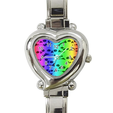 Rainbow Skull Collection Heart Italian Charm Watch from ArtsNow.com Front