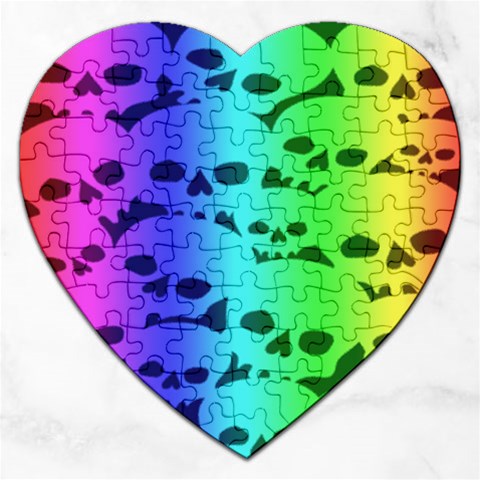 Rainbow Skull Collection Jigsaw Puzzle (Heart) from ArtsNow.com Front