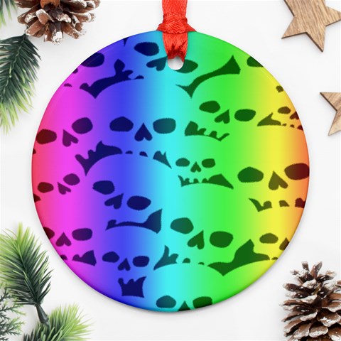 Rainbow Skull Collection Round Ornament (Two Sides) from ArtsNow.com Front