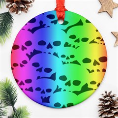 Rainbow Skull Collection Round Ornament (Two Sides) from ArtsNow.com Back