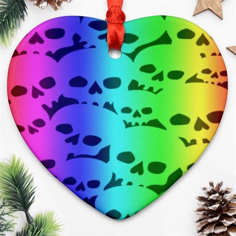 Rainbow Skull Collection Heart Ornament (Two Sides) from ArtsNow.com Back