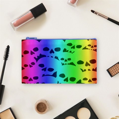 Rainbow Skull Collection Cosmetic Bag (Small) from ArtsNow.com Front