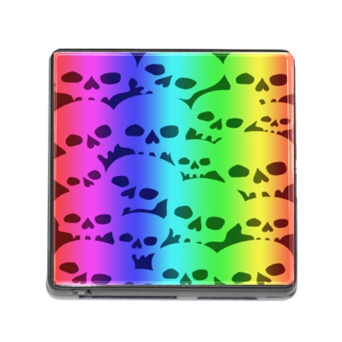 Rainbow Skull Collection Memory Card Reader with Storage (Square) from ArtsNow.com Front