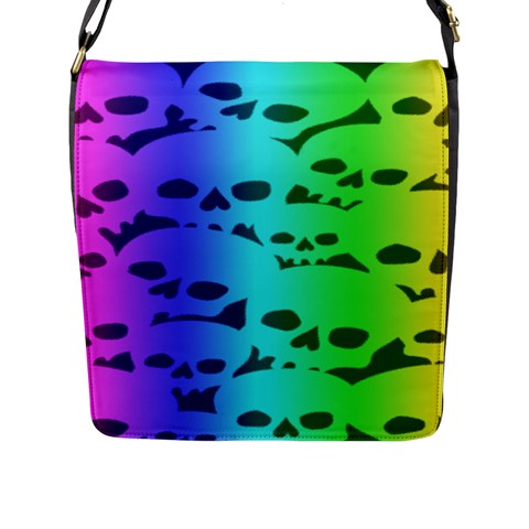 Rainbow Skull Collection Flap Closure Messenger Bag (Large) from ArtsNow.com Front