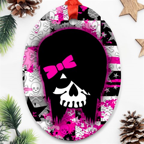 Scene Kid Girl Skull Ornament (Oval) from ArtsNow.com Front