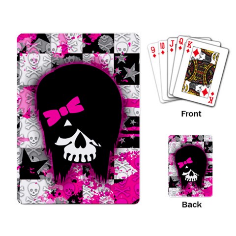 Scene Kid Girl Skull Playing Cards Single Design from ArtsNow.com Back