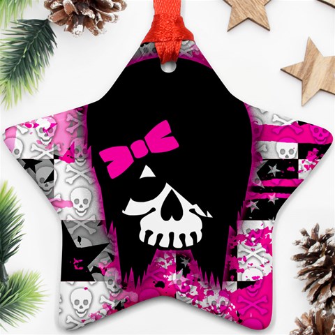 Scene Kid Girl Skull Star Ornament (Two Sides) from ArtsNow.com Front