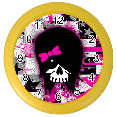 Scene Kid Girl Skull Color Wall Clock from ArtsNow.com Front