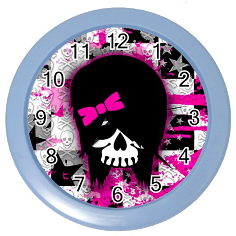 Scene Kid Girl Skull Color Wall Clock from ArtsNow.com Front