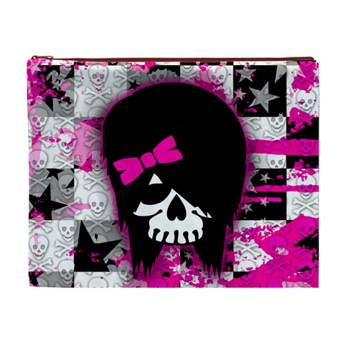 Scene Kid Girl Skull Cosmetic Bag (XL) from ArtsNow.com Front