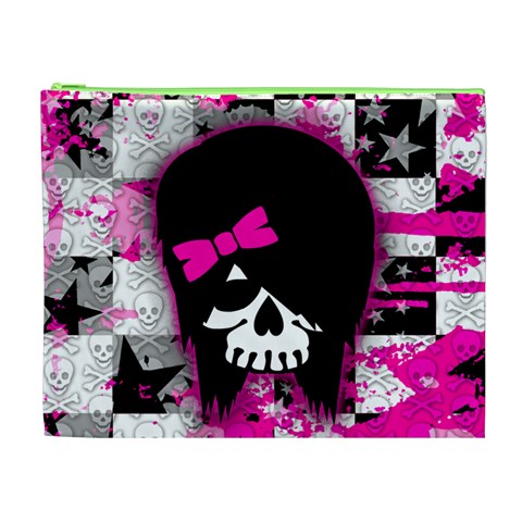 Scene Kid Girl Skull Cosmetic Bag (XL) from ArtsNow.com Front